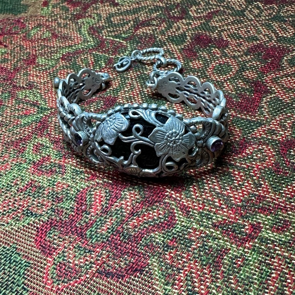 Carolyn Pollack sterling silver, black onyx and amethyst bracelet.
